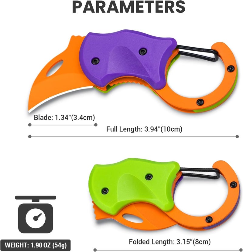 FUNBRO Small Pocket Knife for Men, Cool Folding Knife Box Cutter with 1.34 inch Sharp Blade, EDC Knives Tool for Everyday Carry, Great Gift for Men (Purple & Green) - Image 5